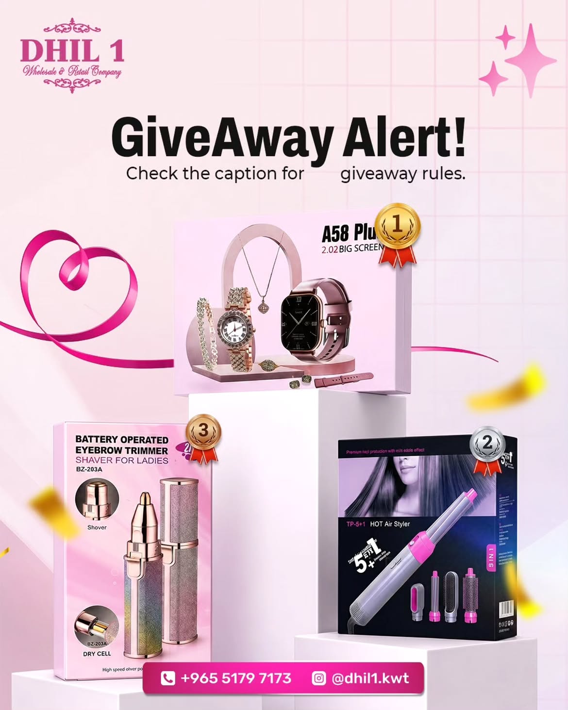 🎉 GIVEAWAY ALERT! 🎉🥇 1st Prize⌚ A58 Plus Smart Watch Set🥈 2nd Prize💇_♀️ 5-in-1 Hot Air Sty