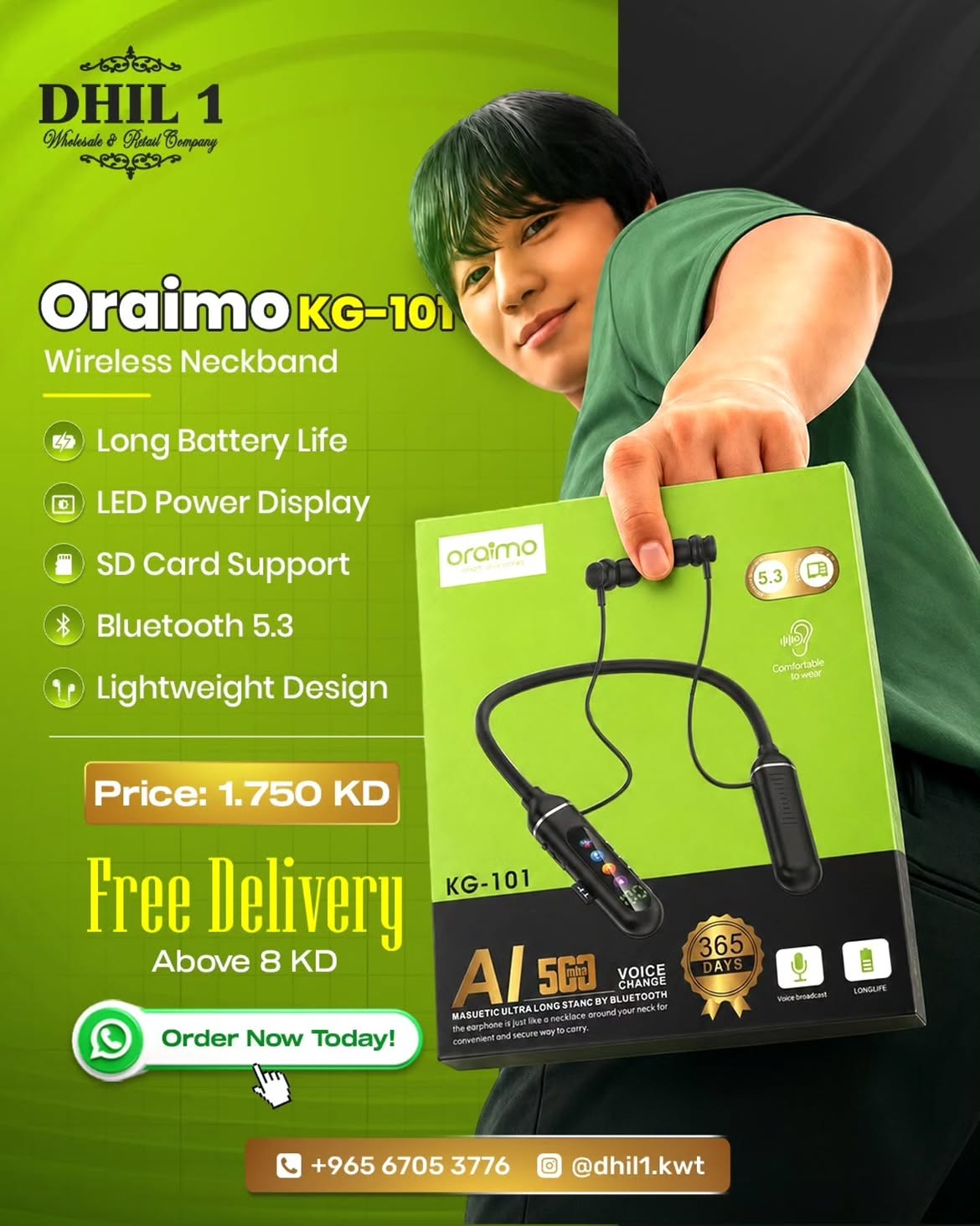 🎧✨ Upgrade your music experience with the Oraimo KG-101 Wireless Neckband! ✨🎧✅ Long Battery L